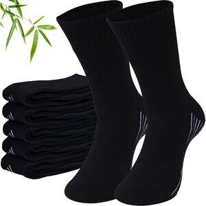 6 Pairs Viscose Bamboo Socks, Unisex Cushioned Comfortable Crew Workout Hiking S